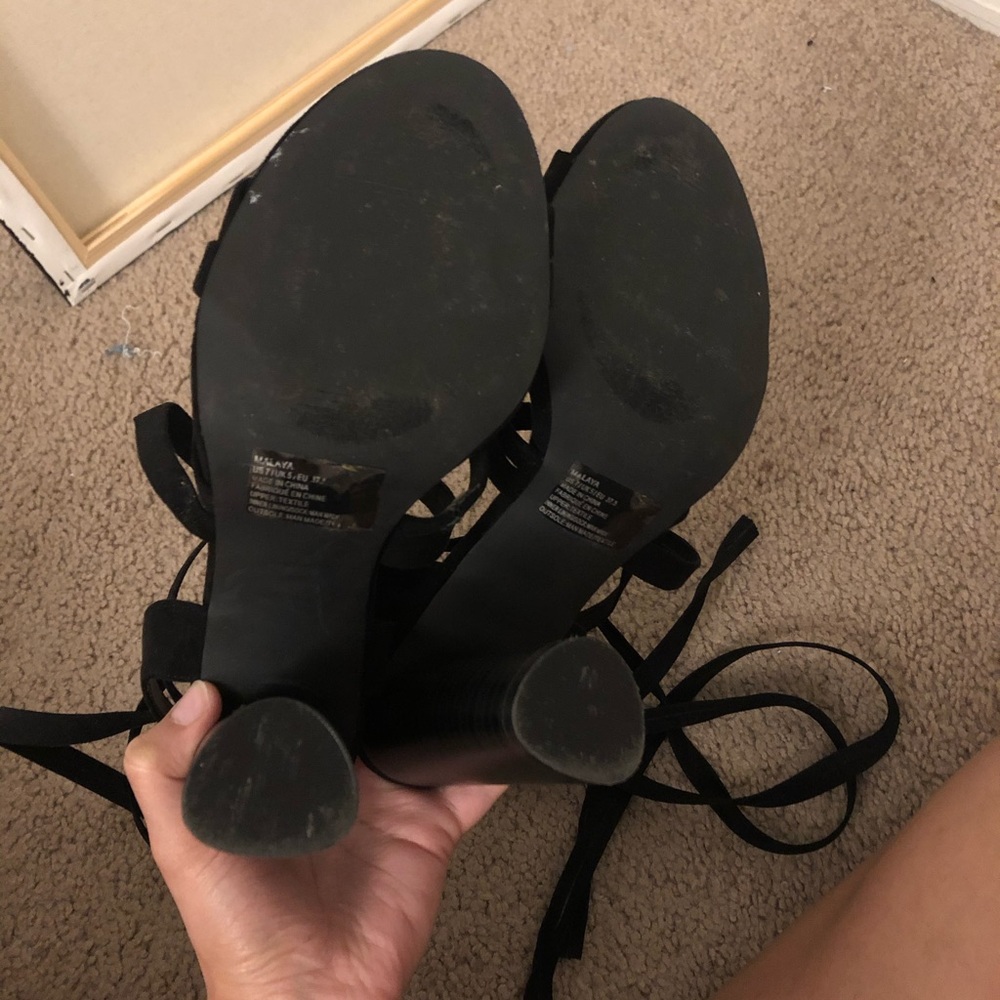 Lace Up Black High Heel Sandals - Picture 3 of 3